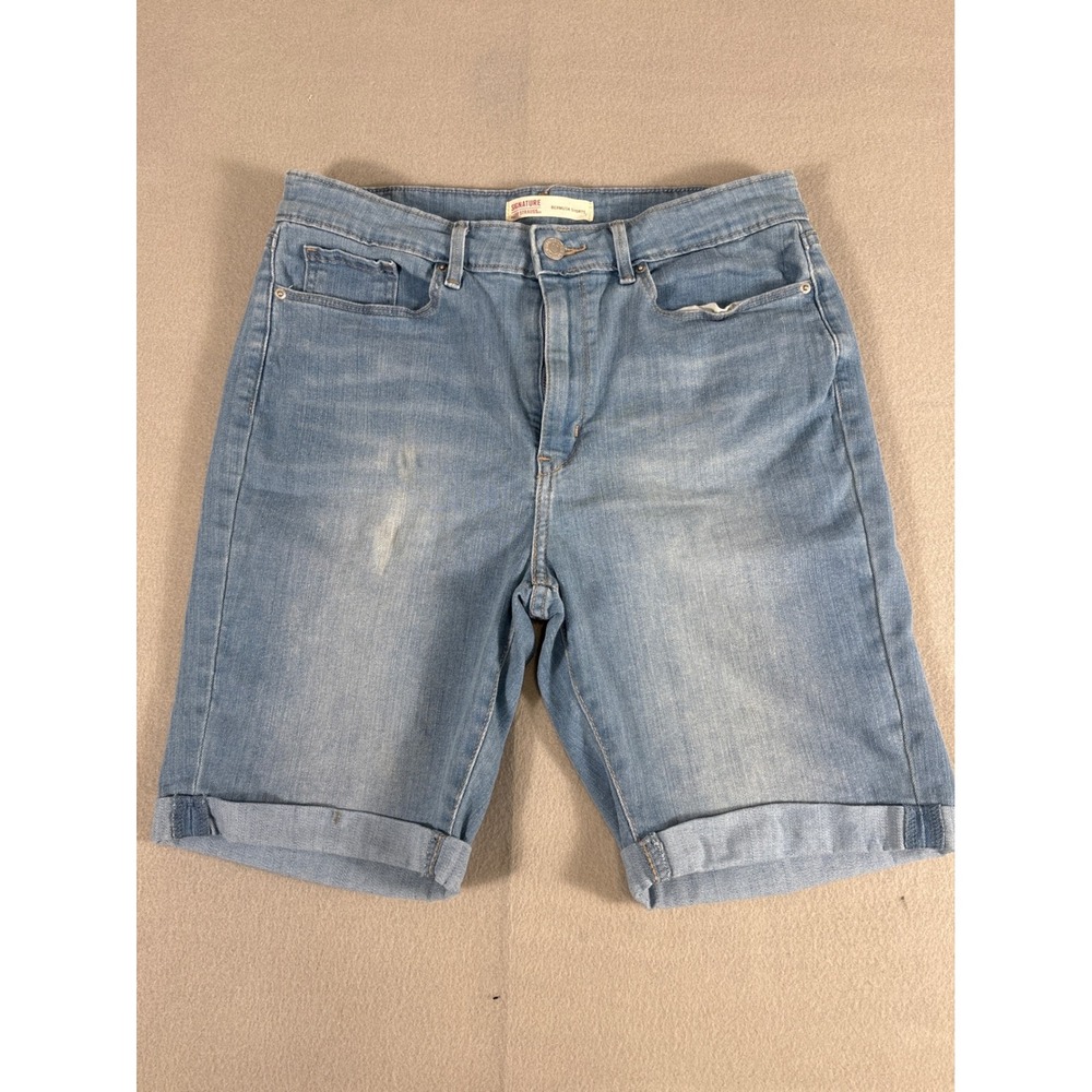Signature by Levi Strauss Womens Bermuda‎ Shorts Light Wash Cuffed Denim 12 W31